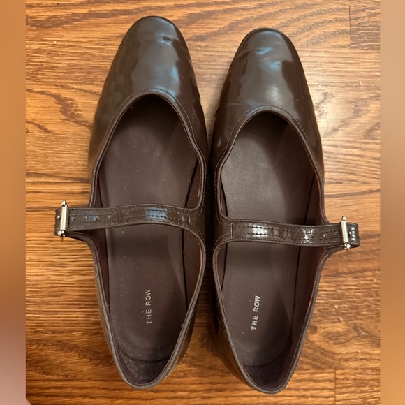 The Row Shoes - The Row Brown Leather Flats with Strap